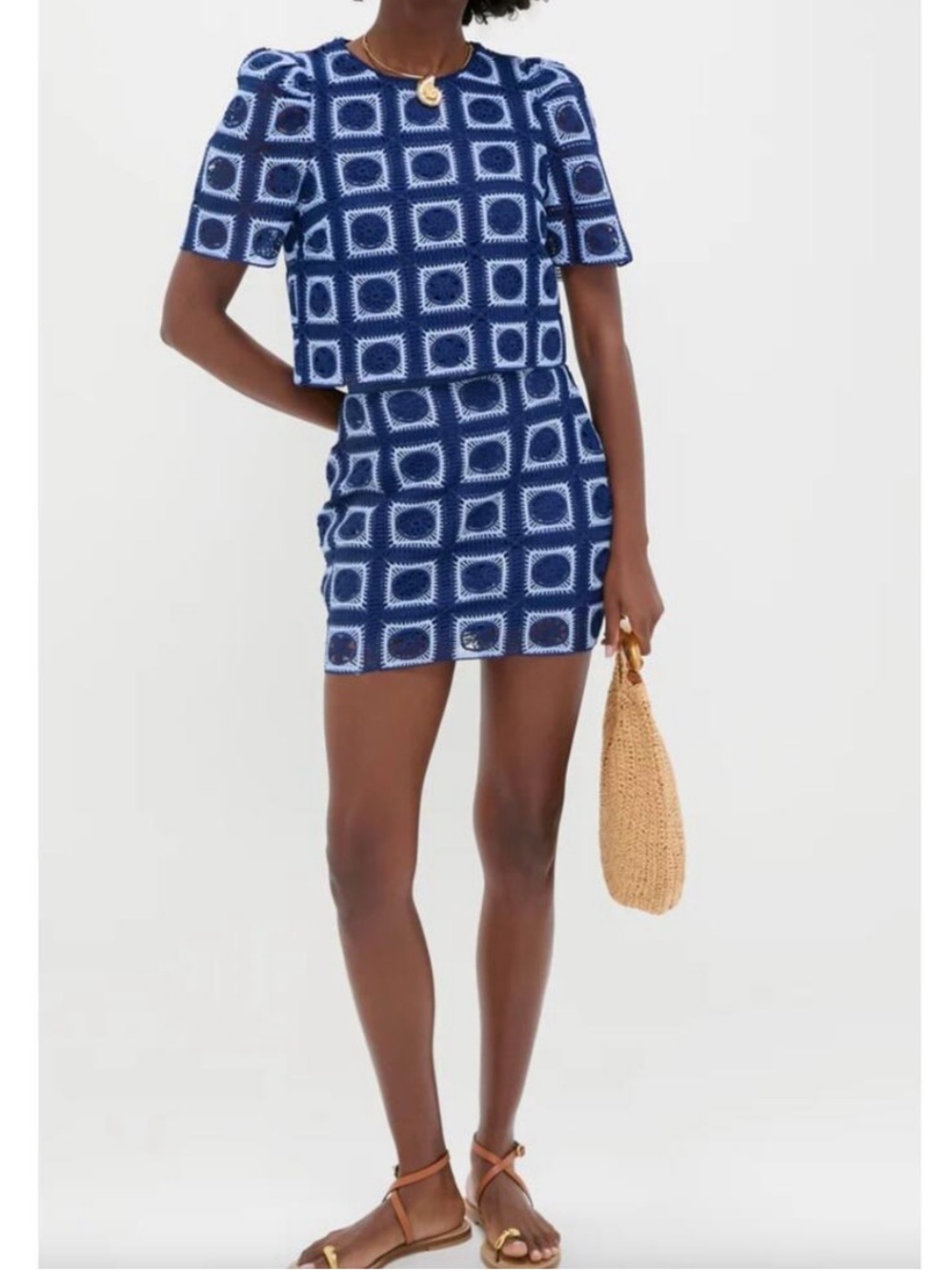 Hyacinth House Tuckernuck Geometric Two Piece Skirt Set Sz L